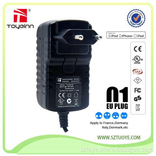 Universal AC DC Switching Power Supply 12V 3A Interchangeable Plug Adapter